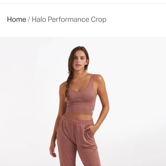 XL Vuori Halo Performance Crop Top Light Terracotta Heather - Picture 6 of 9